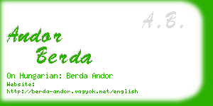 andor berda business card